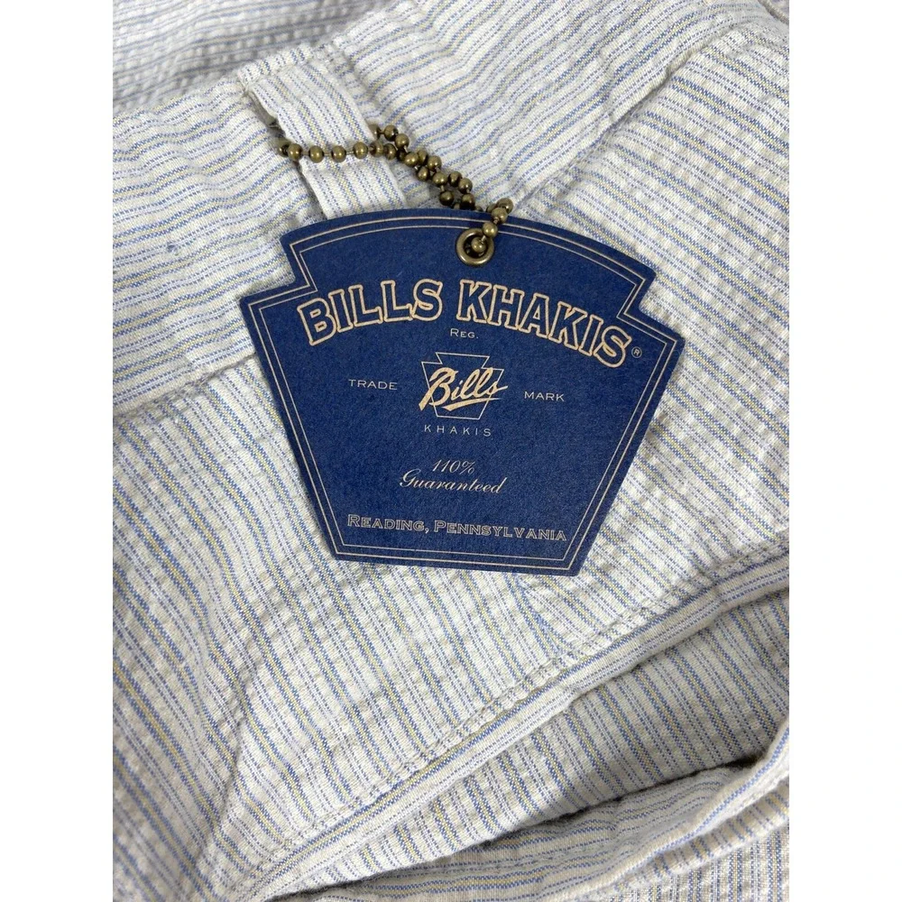 Bills Khakis Pants Mens 36x31 Gray Seersucker Pleated Front  Cotton Stipend New